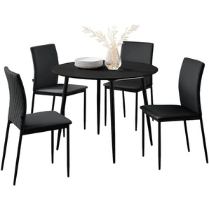 Essgruppe LEONIQUE Pavia/Eadwine Sitzmöbel-Sets Gr. Kunstleder, Esstisch mit schwarzer Tischplatte, schwarz (schwarz, schwarz, schwarz) Essgruppen