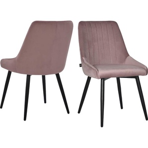Esszimmerstuhl LEONIQUE Bondy Stühle Gr. B/H/T: 52 cm x 83 cm x 59 cm, Luxus-Microfaser, rosa Küchenstühle Stühle Polsterstuhl 2er-Set mit Ziernähten im Rückenpolster