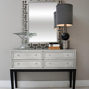 Leonique Kommode Claudi, Kommode, schwarze Holzbeine, Matt-Silber, 4 Schubkästen, 122x26x90 cm
