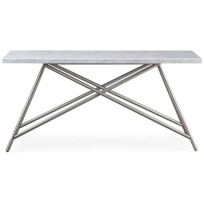 Leonique Konsolentisch Coral Konsolentisch, Rechteckiger Tisch, Karrara-Marmor, Edelstahlbeine, 152x38x76