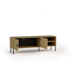 Leonique Lowboard BELLOT TV-Schrank mit 2 Türen, Maße B/T/H: 160/40/53,6 cm (1 St), in baltischer Eichenfarbe, mit holzähnlicher Struktur