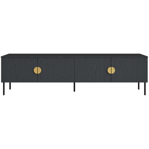Leonique Lowboard BELLOT TV-Schrank mit 2 Türen, Maße B/T/H: 160/40/53,6 cm (1 St), schwarze Farbe, mit holzähnlicher Struktur