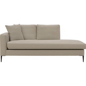 Recamiere LEONIQUE Cozy Sofas Gr. B/H/T: 195 cm x 80 cm x 97 cm, Strukturstoff, Armlehne links, beige (dunkelbeige) Chaiselongue Chaiselongues Sofas mit losen Kissen und Metallbeinen, Armlehne links oder rechts wählbar