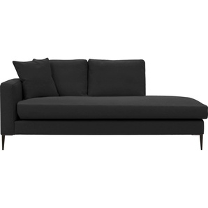Recamiere LEONIQUE Cozy Sofas Gr. B/H/T: 195 cm x 80 cm x 97 cm, Strukturstoff, Armlehne links, schwarz Chaiselongue Chaiselongues Sofas mit losen Kissen und Metallbeinen, Armlehne links oder rechts wählbar