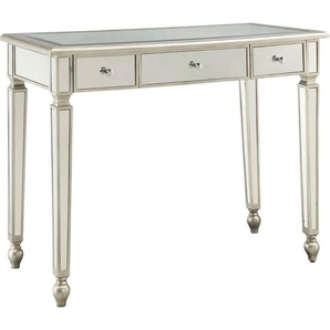 Leonique Sekretär Corrin, Sekretär, 3 Schubladen, Mattsilber, Spiegel, Schminktisch, 107x48x81