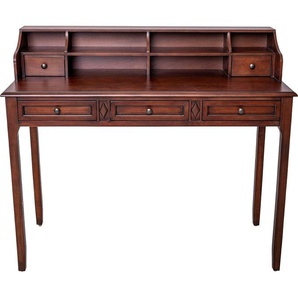 Leonique Sekretär Virginia, Sekretär, nussbaum, Holz, Schubkästen,Fächer, Landhausstil, 122x51x105