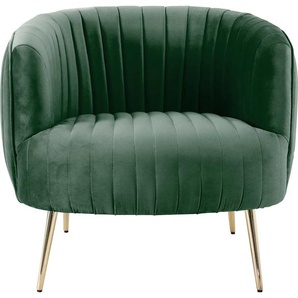 Sessel LEONIQUE Eveline Gr. Luxus-Microfaser, B/H/T: 81,5 cm x 74 cm x 74,5 cm, grün Einzelsessel Sessel Luxus-Microfaser, Cocktailsessel mit goldenen Füßen