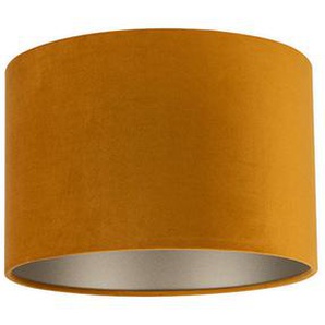 Xxxl Leuchtenschirm Velour, Bernstein, Metall, Textil, zylindrisch, E27, 30 cm, Lampen & Leuchten, Innenbeleuchtung, Lampenschirme
