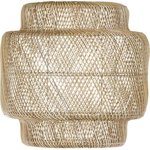 Leuchtenschirm , Natur , Holz , Rattan , massiv , rund , 50 cm , Lampen & Leuchten, Innenbeleuchtung, Lampenschirme