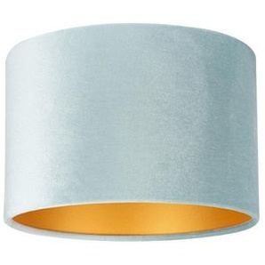 Leuchtenschirm Velour, Hellblau, Metall, Textil, Federn, zylindrisch, E27, 24 cm, Lampen & Leuchten, Innenbeleuchtung, Lampenschirme