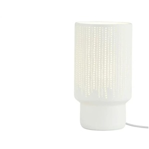 levelone Keramik-Tischleuchte 1-flammig weiß `Streifen´ - weiß - Materialmix - 23 cm - 13.0 | Möbel Kraft