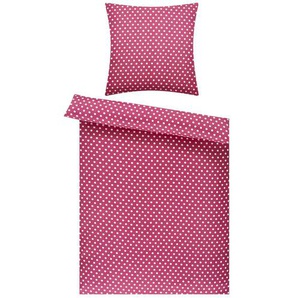 levelone Microfaser Bettwäsche Polka Dot - rot - Materialmix - 135 cm | Möbel Kraft