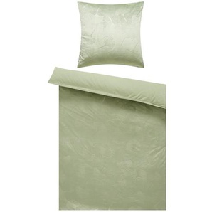 levelone Plüschbettwäsche Ginko - grün - Materialmix - 135 cm | Möbel Kraft