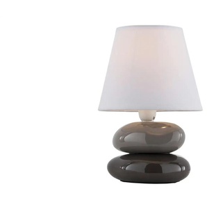 levelone Tischlampe grau mit Keramikfuß  Stoffschirm   ¦ mehrfarbig ¦ Maße (cm): H: 23  Ø: 15