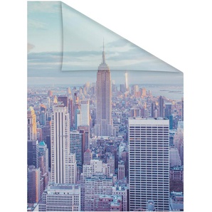 Fensterfolie LICHTBLICK ORIGINAL New York Fensterfolien Gr. B/L: 100 cm x 100 cm, bunt (blau, orange, grau) Fensterdekoration selbstklebend, Sichtschutz