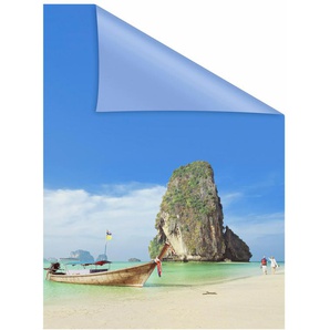 Fensterfolie LICHTBLICK ORIGINAL Thailand Fensterfolien Gr. B/L: 100 cm x 100 cm, bunt (blau, sand, grün) Fensterdekoration selbstklebend, Sichtschutz