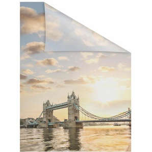 Fensterfolie LICHTBLICK ORIGINAL Tower Bridge Fensterfolien Gr. B/L: 100 cm x 130 cm, orange Fensterdekoration selbstklebend, Sichtschutz
