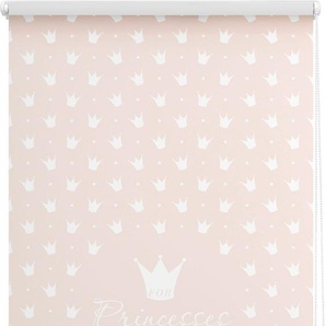 Seitenzugrollo LICHTBLICK ORIGINAL Klemmfix Motiv Prinzessin Lilly Rollos Gr. 150 cm, 100 cm, rosa (rosa, weiß) Rollos ohne Bohren Rollo bedruckt