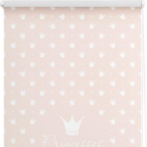 Seitenzugrollo LICHTBLICK ORIGINAL Klemmfix Motiv Prinzessin Lilly Rollos Gr. 150 cm, 100 cm, rosa (rosa, weiß) Rollos ohne Bohren Rollo bedruckt