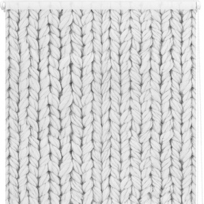 Seitenzugrollo LICHTBLICK ORIGINAL Klemmfix Motiv Strickmuster Rollos Gr. 150 cm, 100 cm, weiß (weiß, weiß) Rollos ohne Bohren Rollo bedruckt