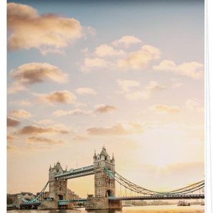 Seitenzugrollo LICHTBLICK ORIGINAL Rollo Klemmfix, ohne Bohren, Verdunkelung, Tower Bridge - Rot Weiß Rollos Gr. 90 cm, stufenlos positionierbar, 150 cm, rot (rot, weiß, weiß) Verdunkelungsrollos