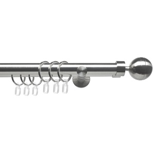 Gardinenstange LIEDECO CELKUGEL01SG2L Gardinenstangen Gr. L: 240 cm Ø 25 mm, 2 läufig, silberfarben (edelstahlfarben) Gardinenstangen Wandmontage 2-läufig im Fixmaß Ø 2520 mm