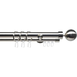 Gardinenstange LIEDECO CELKUGEL02SG2L Gardinenstangen Gr. L: 200 cm Ø 25 mm, 2 läufig, silberfarben (edelstahlfarben) Gardinenstangen Wandmontage 2-läufig im Fixmaß Ø 2520 mm