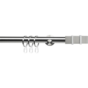 Gardinenstange LIEDECO CELQUADE01SG1L Gardinenstangen Gr. L: 120 cm Ø 25 mm, 1 läufig, silberfarben (edelstahlfarben) Gardinenstangen Wandmontage 1-läufig im Fixmaß Ø 25 mm