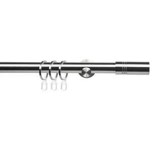 Gardinenstange LIEDECO CELZYLIN01SG1L Gardinenstangen Gr. L: 200 cm Ø 25 mm, 1 läufig, silberfarben (edelstahlfarben) Gardinenstangen Wandmontage 1-läufig im Fixmaß Ø 25 mm