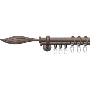 Gardinenstange LIEDECO Esp Blatt Gardinenstangen Gr. L: 240 cm Ø 16 mm, 2 läufig, braun (rost) Gardinenstangen Wandmontage
