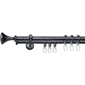 Gardinenstange LIEDECO Esp Kegel Gardinenstangen Gr. L: 240 cm Ø 16 mm, 2 läufig, silberfarben (schwarz, silberfarben) Gardinenstangen Wandmontage 2-läufig im Fixmaß Ø 16 mm