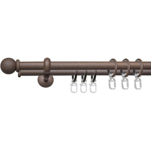 Gardinenstange LIEDECO Esp Kugel Gardinenstangen Gr. L: 240 cm Ø 16 mm, 2 läufig, braun (rost) Gardinenstangen Wandmontage 2-läufig im Fixmaß Ø 16 mm