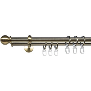 Gardinenstange LIEDECO Esp Kugel Gardinenstangen Gr. L: 240 cm Ø 16 mm, 2 läufig, schwarz (schwarz, messingfarben) Gardinenstangen Wandmontage 2-läufig im Fixmaß Ø 16 mm