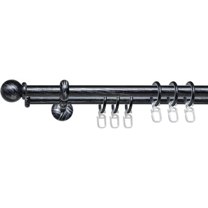 Gardinenstange LIEDECO Esp Kugel Gardinenstangen Gr. L: 240 cm Ø 16 mm, 2 läufig, silberfarben (schwarz, silber) Gardinenstangen Wandmontage 2-läufig im Fixmaß Ø 16 mm