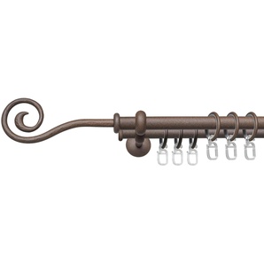 Gardinenstange LIEDECO Esp Spirale Gardinenstangen Gr. L: 240 cm Ø 16 mm, 2 läufig, braun (rost) Gardinenstangen Wandmontage 2-läufig im Fixmaß Ø 16 mm