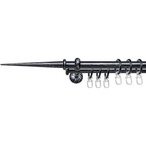 Gardinenstange LIEDECO Esp Spitze Gardinenstangen Gr. L: 160 cm Ø 16 mm, 2 läufig, silberfarben (schwarz, silber) Gardinenstangen Wandmontage 2-läufig im Fixmaß Ø 16 mm