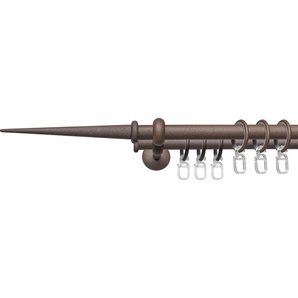 Gardinenstange LIEDECO Esp Spitze Gardinenstangen Gr. L: 200 cm Ø 16 mm, 2 läufig, braun (rost) Gardinenstangen Wandmontage 2-läufig im Fixmaß Ø 16 mm