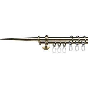 Gardinenstange LIEDECO Esp Spitze Gardinenstangen Gr. L: 240 cm Ø 16 mm, 2 läufig, schwarz (schwarz, messingfarben) Gardinenstangen Wandmontage 2-läufig im Fixmaß Ø 16 mm