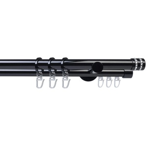 Gardinenstange LIEDECO Fertigstilgarnitur 20 mm Piano Miami Gardinenstangen Gr. L: 120 cm Ø 2 mm, 1 St., 2 läufig, schwarz Gardinenstange Gardinenstangen Wandmontage Komplett