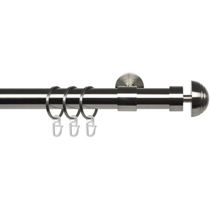Liedeco Gardinenstange Halbkugel edelstahl-optik, Ø 28 mm, 1-läufig, Fixmaß, verschraubt, Metall