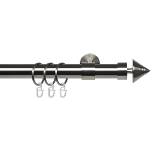 Gardinenstange LIEDECO Kegel edelstahl-optik Gardinenstangen Gr. L: 240 cm Ø 28 mm, 1 läufig, silberfarben (edelstahlfarben) Gardinenstangen Wandmontage edelstahlfarben