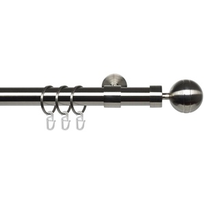 Liedeco Gardinenstange Kugel edelstahl-optik, Ø 28 mm, 1-läufig, Fixmaß, verschraubt, Metall