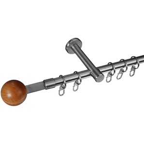Gardinenstange LIEDECO Stil Harsens Gardinenstangen Gr. L: 120 cm Ø 16 mm, 1 läufig, silberfarben (edelstahlfarben) Gardinenstangen Wandmontage 1-läufig im Fixmaß Ø 16 mm