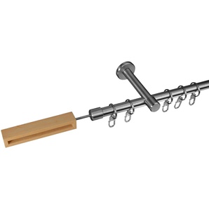 Gardinenstange LIEDECO Stil Herning Gardinenstangen Gr. L: 120 cm Ø 16 mm, 1 läufig, silberfarben (edelstahlfarben) Gardinenstangen Wandmontage 1-läufig im Fixmaß Ø 16 mm