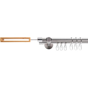Gardinenstange LIEDECO Stil Herning Gardinenstangen Gr. L: 120 cm Ø 16 mm, 2 läufig, silberfarben (edelstahlfarben) Gardinenstangen Wandmontage 2-läufig im Fixmaß Ø 16 mm