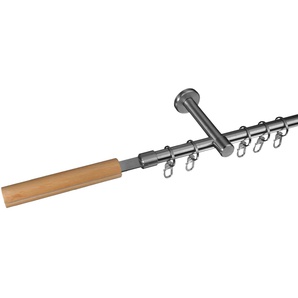 Gardinenstange LIEDECO Stil Kolding Gardinenstangen Gr. L: 120 cm Ø 16 mm, 1 läufig, silberfarben (edelstahlfarben) Gardinenstangen Wandmontage 1-läufig im Fixmaß Ø 16 mm