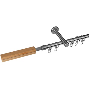 Gardinenstange LIEDECO Stil Thisted Gardinenstangen Gr. L: 120 cm Ø 16 mm, 1 läufig, silberfarben (edelstahlfarben) Gardinenstangen Wandmontage 1-läufig im Fixmaß Ø 16 mm