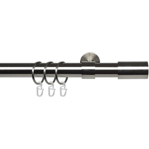 Liedeco Gardinenstange Zylinder edelstahl-optik, Ø 28 mm, 1-läufig, Fixmaß, verschraubt, Metall