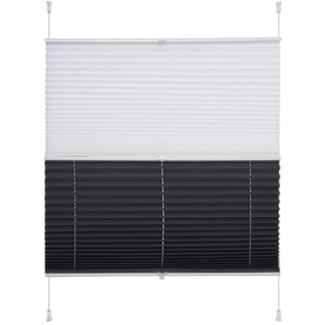 Plissee LIEDECO Day & Night Plissees Gr. 130 cm, zweiseitig verschiebbar, 75 cm, grau (anthrazit, weiß) Plissees ohne Bohren Plissee Faltenstore