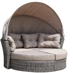 Liegeinsel Rattan Grau Bicolor